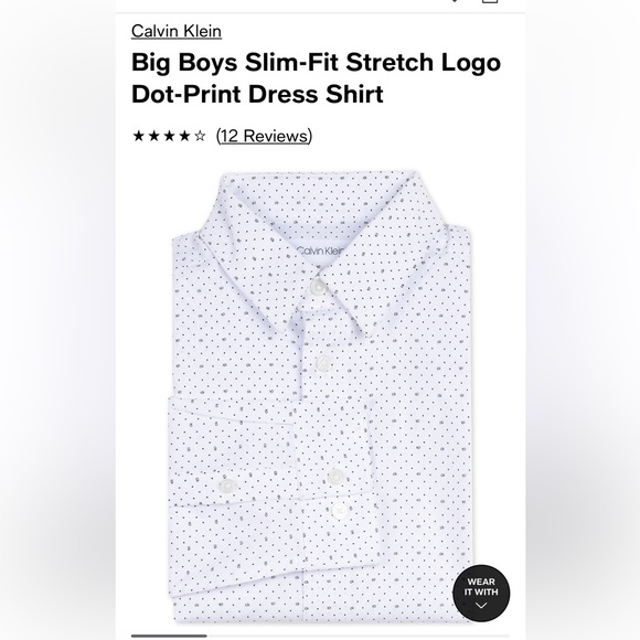 Calvin Klein | Shirts & Tops | Calvin Kleinbig Boys Slimfit Stretch  Logodotprint Dress Shirtsize 4 | Poshmark
